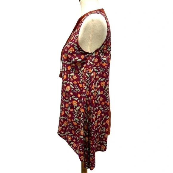 Matilda Jane Teach Me Rust Floral Mixed Print Asymmetrical Tank Top Womens Small - Picture 6 of 11